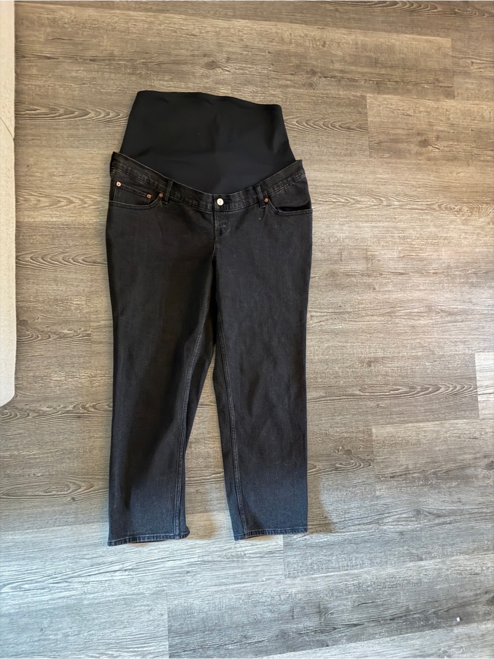 Abercrombie & Fitch Black Maternity Wide-Leg Jeans
